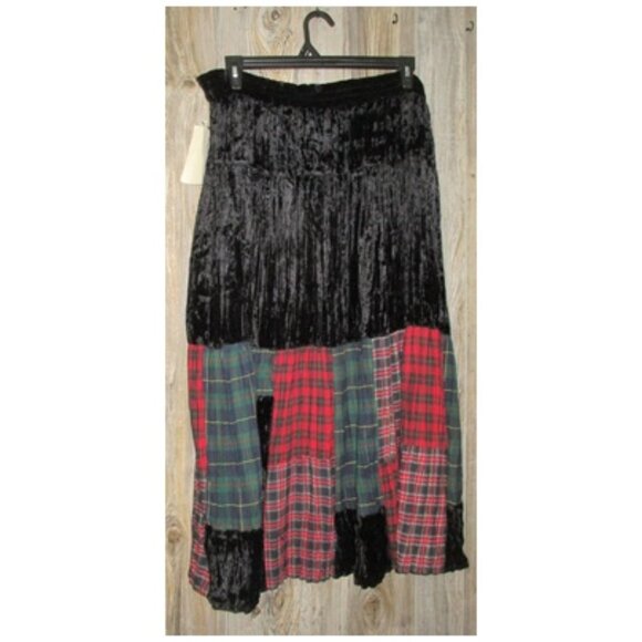 St Johns Bay Womens Velvet Patchwork Tiered Skirt Sz PL LP Boho Witch Whimsigoth - Picture 2 of 10